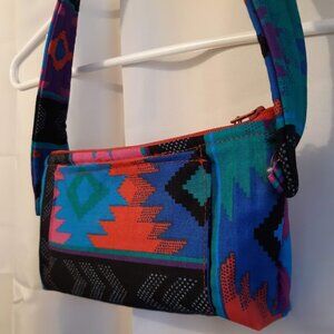 New Southwestern Cowgirl Shoulder Bag Sling Purse Red Blue Pink Geometric Aztec